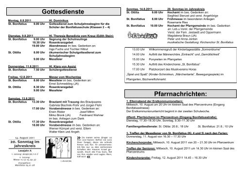 Gottesdienste - Kirchengemeinde St. Bonifatius Fulda-Horas