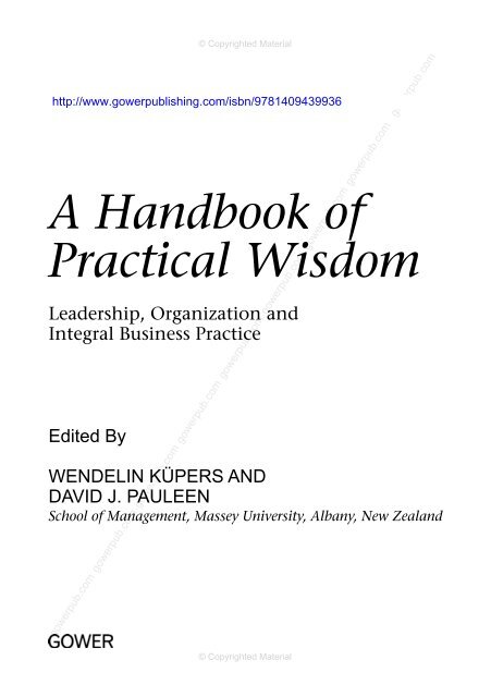 A Handbook of Practical Wisdom - Ashgate