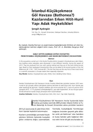 Kazâ€ºlarâ€ºndan Erken Hitit-Hurri Yapâ€º Adak Heykelcikleri - Akademik ...