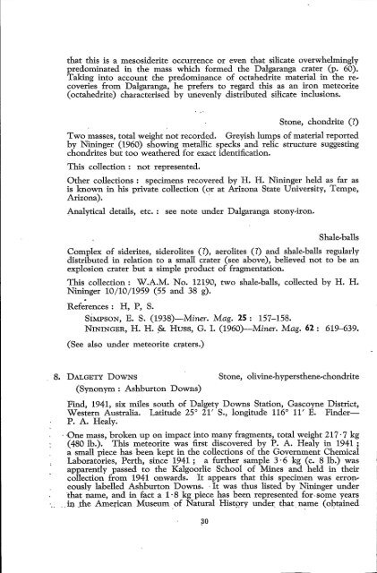 catalogue of western australian meteorite collections