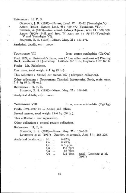 catalogue of western australian meteorite collections