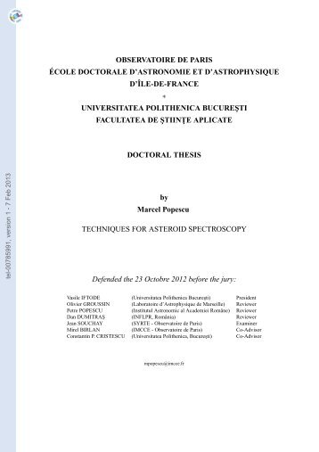 Techniques d'observation spectroscopique d'astÃ©roÃ¯des