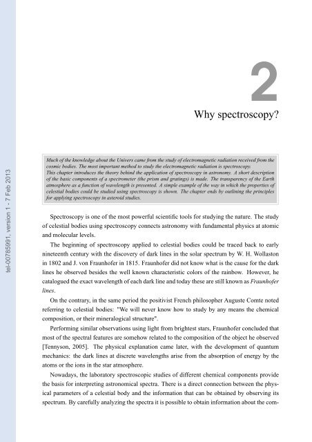 Techniques d'observation spectroscopique d'astÃ©roÃ¯des