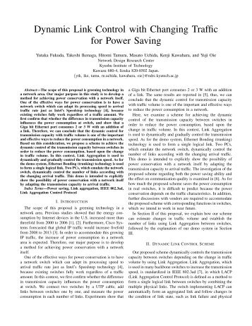 Dynamic Link Control with Changing Traffic for Power Saving - LCN