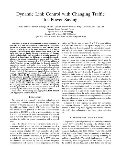 Dynamic Link Control with Changing Traffic for Power Saving - LCN