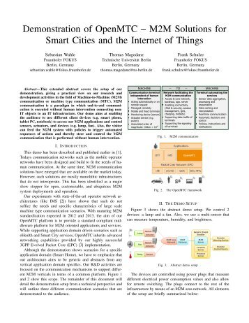 Demonstration of OpenMTC â M2M Solutions for Smart Cities ... - LCN