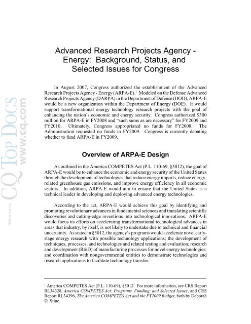 Advanced Research Projects Agency - Energy (ARPA-E ... - IEEE-USA