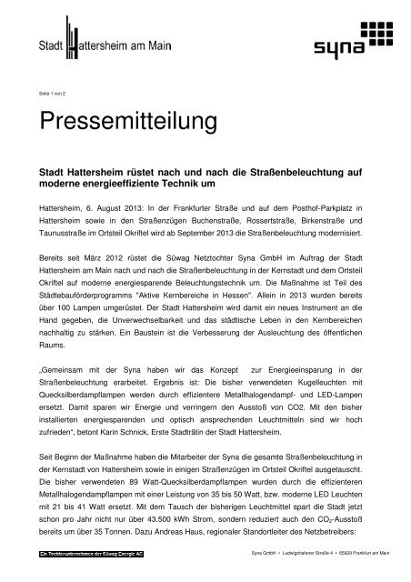 Pressemitteilung - Stadt Hattersheim