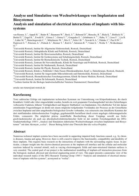 Analyse und Simulation von Wechselwirkungen von Implantaten ...