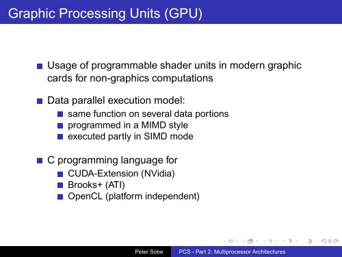 PCS - Part 2: Multiprocessor Architectures
