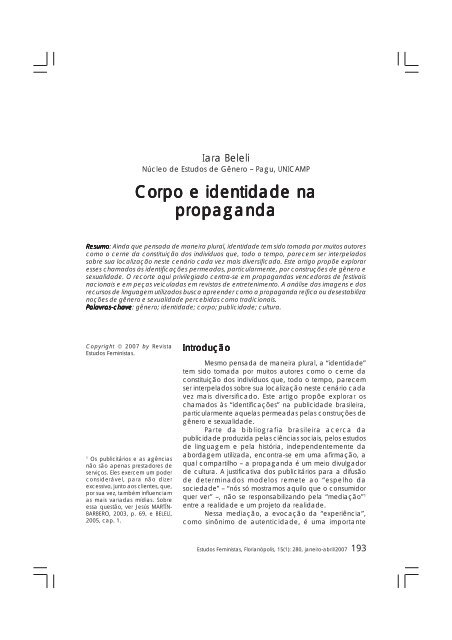 Corpo e identidade na propaganda - SciELO