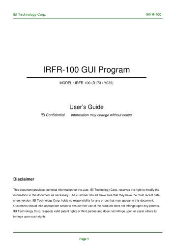 IRFR-100 GUI Program - iEi
