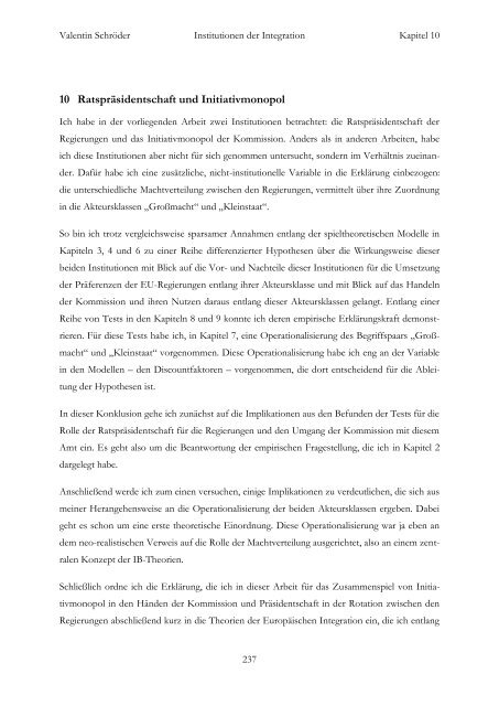 Institutionen der Integration RatsprÃ¤sidentschaft und ... - E-LIB