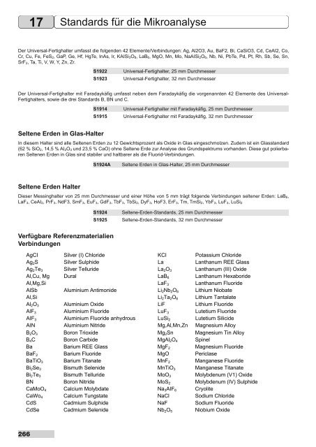 Standards fÃ¼r die Mikroanalyse