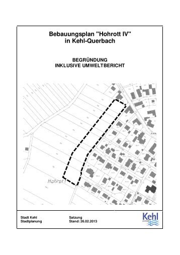 Bebauungsplan "Hohrott IV" in Kehl-Querbach - Stadt Kehl