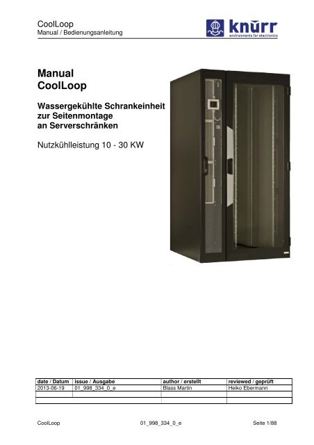 Manual CoolLoop - Emerson Network Power