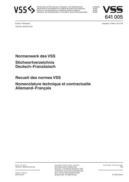 recueil des normes VSS (641005)