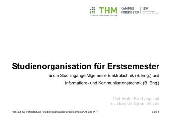 Studienorganisation Handout AE / IKT - IEM