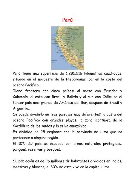Perú tiene una superficie de 1.285.216 kilómetros cuadrados ...