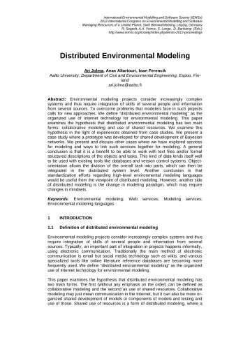 Paper details - International Environmental Modelling and Software ...