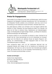 Blaskapelle Forstenried e.V. Preise für Engagements