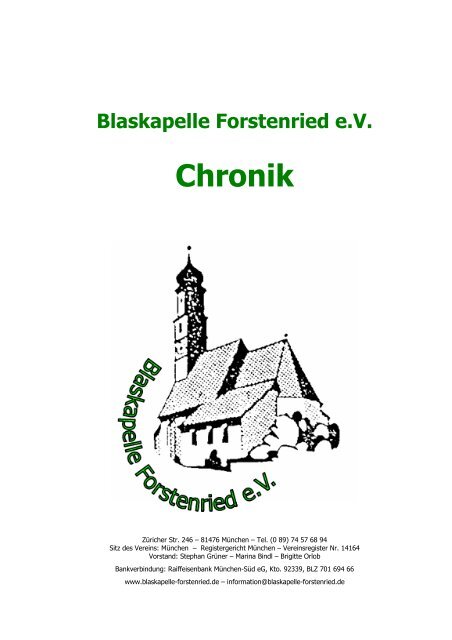 Blaskapelle Forstenried eV Chronik