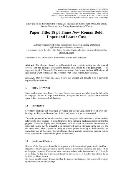 Paper Title: 18 pt Times New Roman Bold, Upper and Lower Case