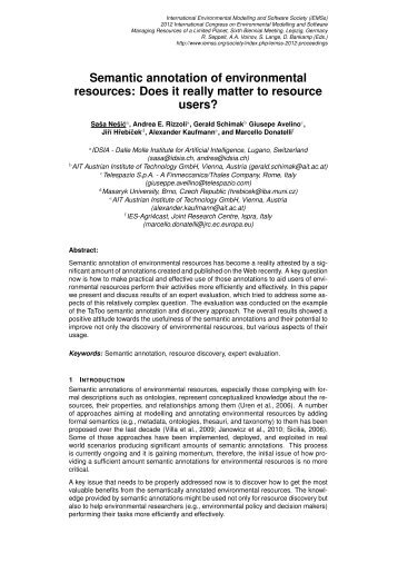 Semantic annotation of environmental resources - International ...