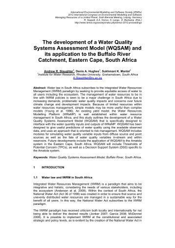 The development of a Water Quality Systems Assessment Model