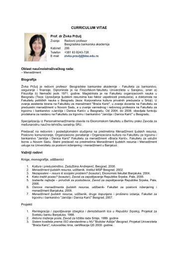 CURRICULUM VITAE - Institut Ekonomskih Nauka