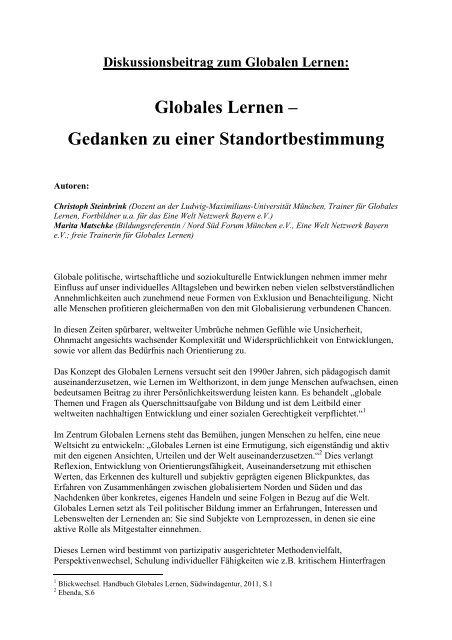 Globales Lernen - Eine Welt Netzwerk Bayern e.V.