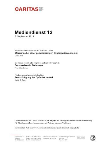 Mediendienst 4 - CARITAS - Schweiz