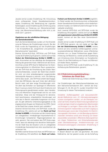 Der Menschenrechtsbericht der Stadt Graz 2012 - ETC Graz