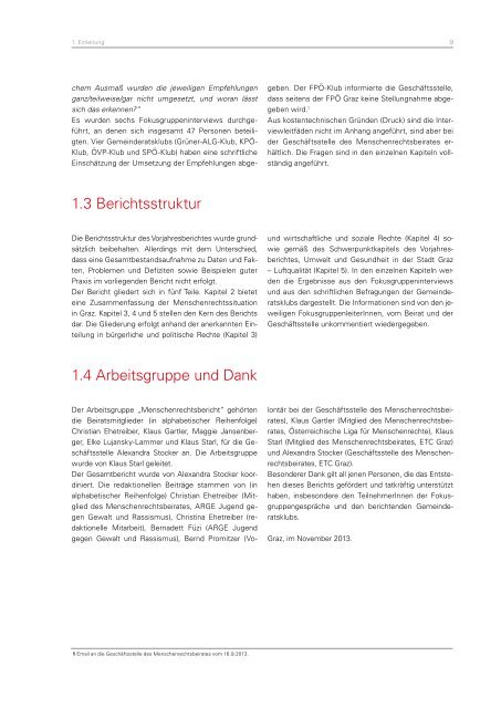 Der Menschenrechtsbericht der Stadt Graz 2012 - ETC Graz