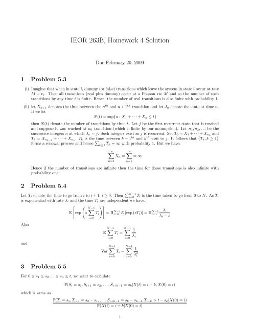 IEOR 263B, Homework 4 Solution