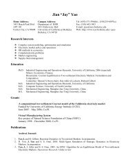 Jian âJayâ Yao - UC Berkeley Industrial Engineering and Operations ...