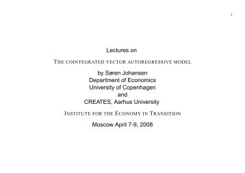 Lectures on by SÃ¸ren Johansen Department of Economics ...