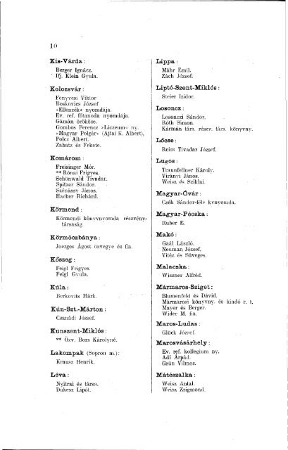A hazai nyomdák 1898-ban - EPA