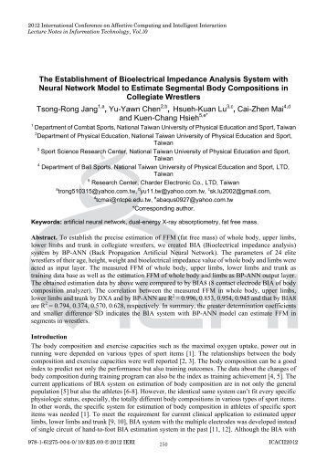 The Establishment of Bioelectrical Impedance Analysis ... - IERI