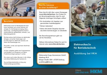 Info-Flyer - HKM HÃ¼ttenwerke Krupp Mannesmann GmbH