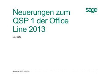 Neuerungen zum QSP 1 der Office Line 2013