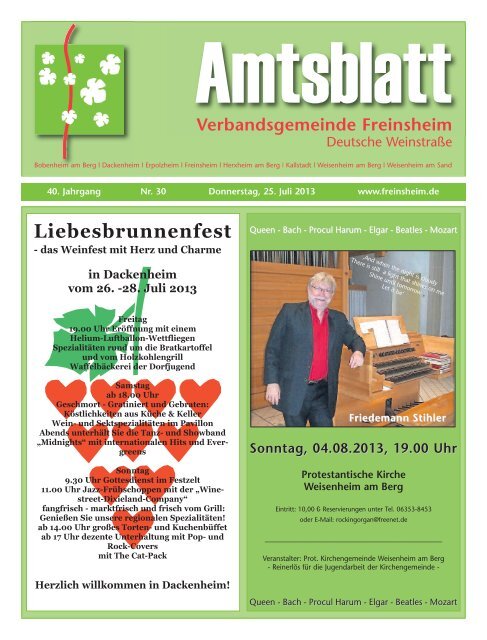 Liebesbrunnenfest - Urlaubsregion Freinsheim