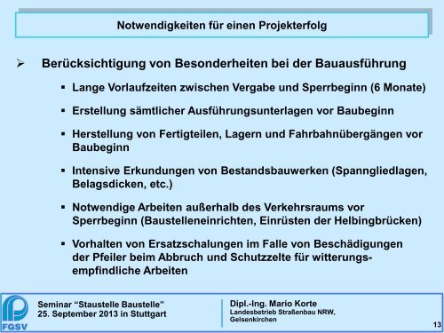 Vollsperrung BAB A 40 â€“ Chance und Risiken aus der Sicht ... - FGSV