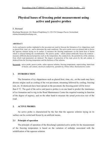 Physical bases of freezing point measurement using ... - Boschung