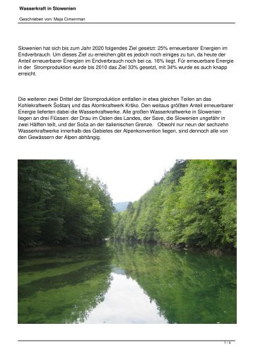 Wasserkraft in Slowenien (aus ALPENMAGAZIN)