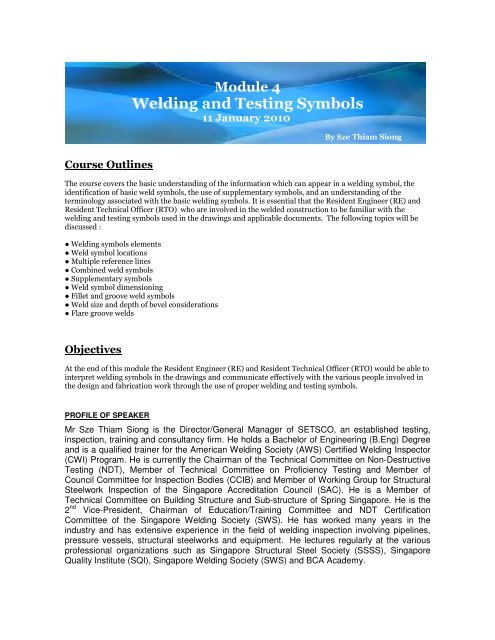 Welding and Testing Symbols - Institution of Engineers Singapore