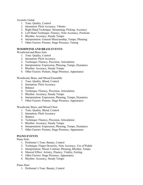 ADJUDICATION CRITERIA SOLO & ENSEMBLE CONTEST