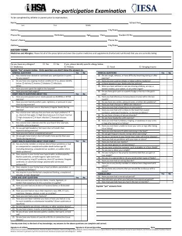 IHSA Pre-Participation Examination Form - Charleston School District