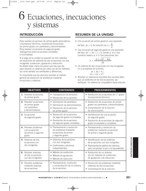 Ecuaciones, inecuaciones y sistemas - Amolasmates