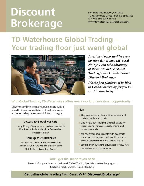 Discount Brokerage TD Waterhouse Global  Trading